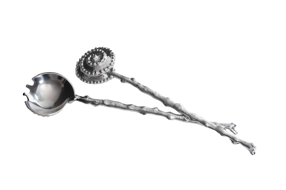 Silver Finish Set of 2 Aquos Salad Servers