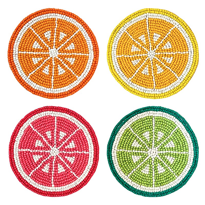 Set of 4 Citrus Beaded Coasters