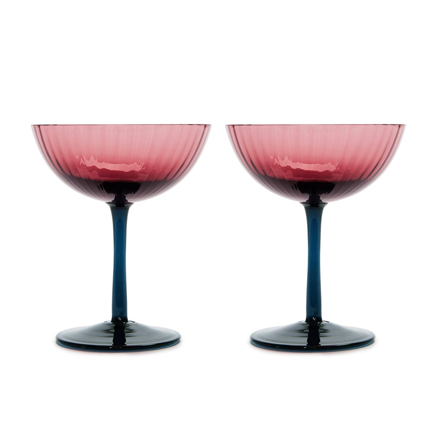 Set of 2 Murano Glass Salviati Pink Coupe