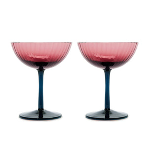 Set of 2 Murano Glass Salviati Pink Coupe