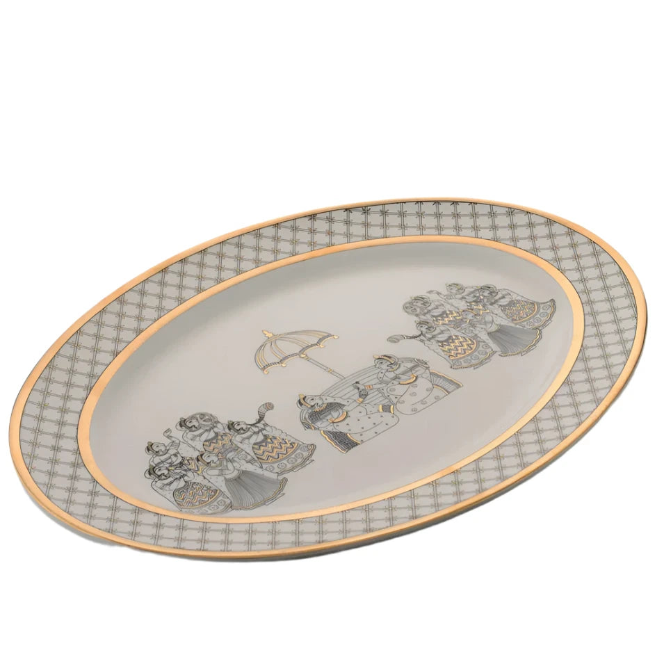 Hand-Decorated Bappuji ki Phad Oval Platter