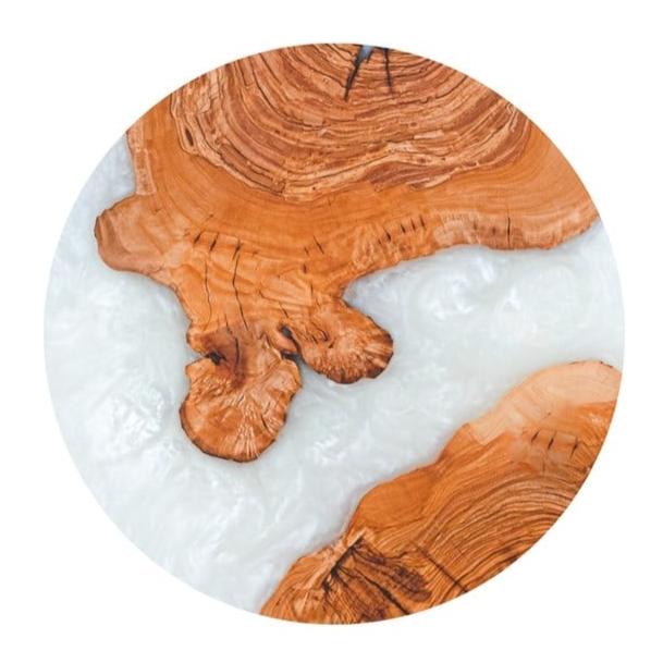 Handcrafted Epoxy & Olive Wood Circular Serving Board