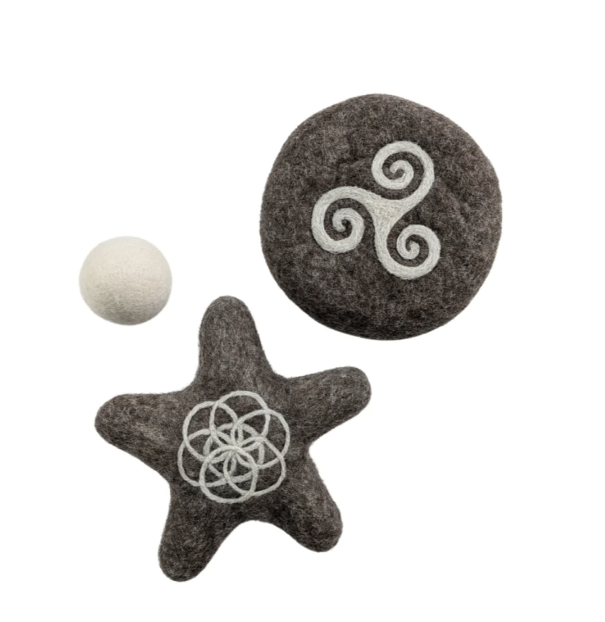 Handmade in Nepal Small Virgin Wool Dog Toys - Frisbee, Star & Ball