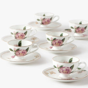 Set Of 6 Camellia Cup & Saucer