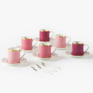 Set Of 6 Firdaus Cup & Saucer with Spoon