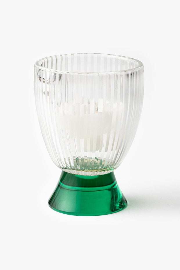 Set of 2 Emerald Glass Votivs