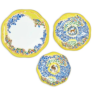 Set of 4 Amazon Rainforest Yellow Bone China Plates