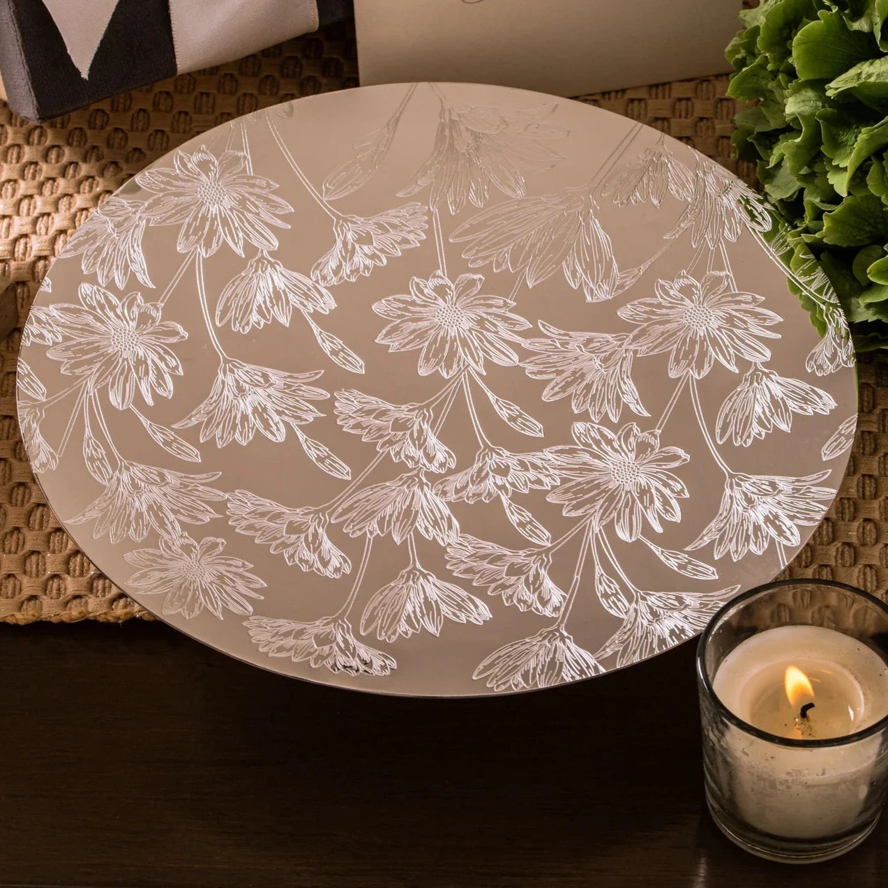 Silver Plated Delicate Etched Platter