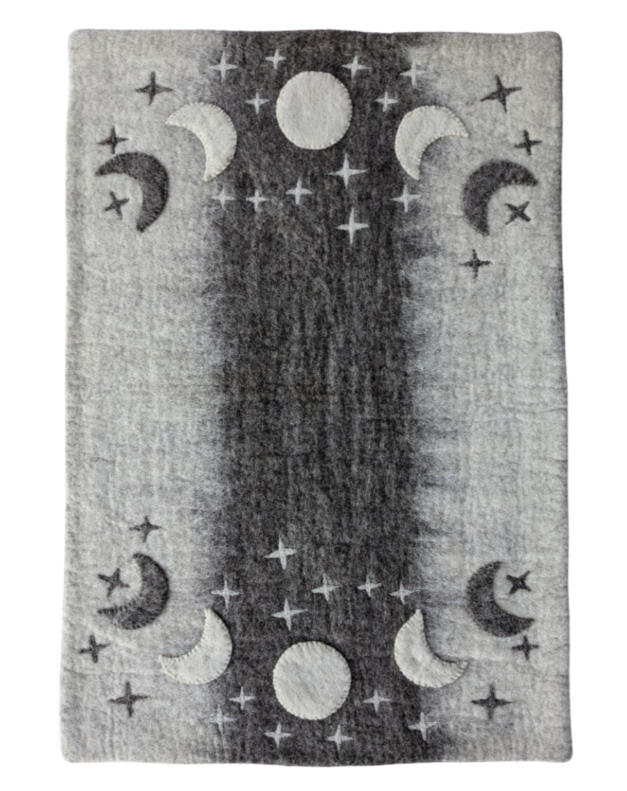 Pet Phases of the Moon Wool Mat & Canvas Travel Bag Large Handmade in Nepal