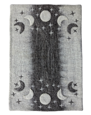 Pet Phases of the Moon Wool Mat & Canvas Travel Bag Medium Handmade in Nepal