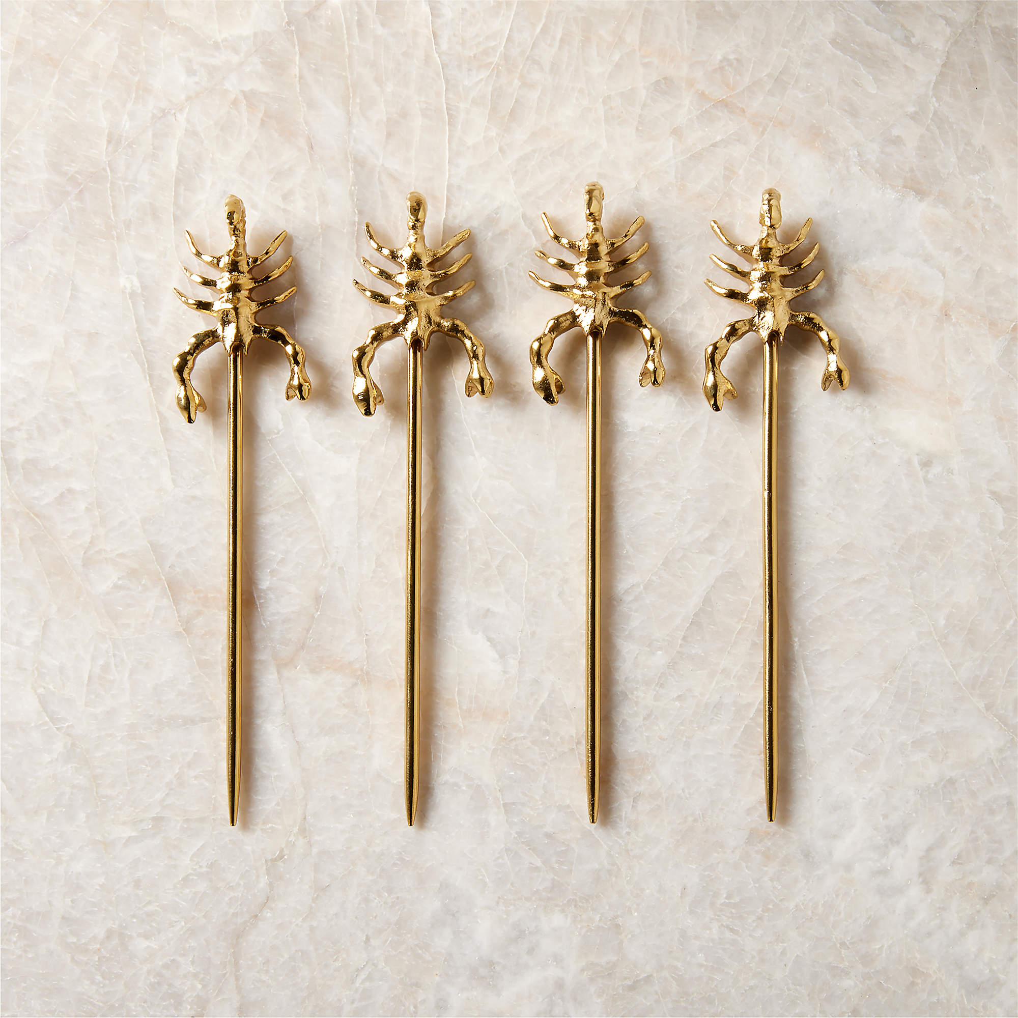 4 Piece Scorpio Brass Cocktail Picks