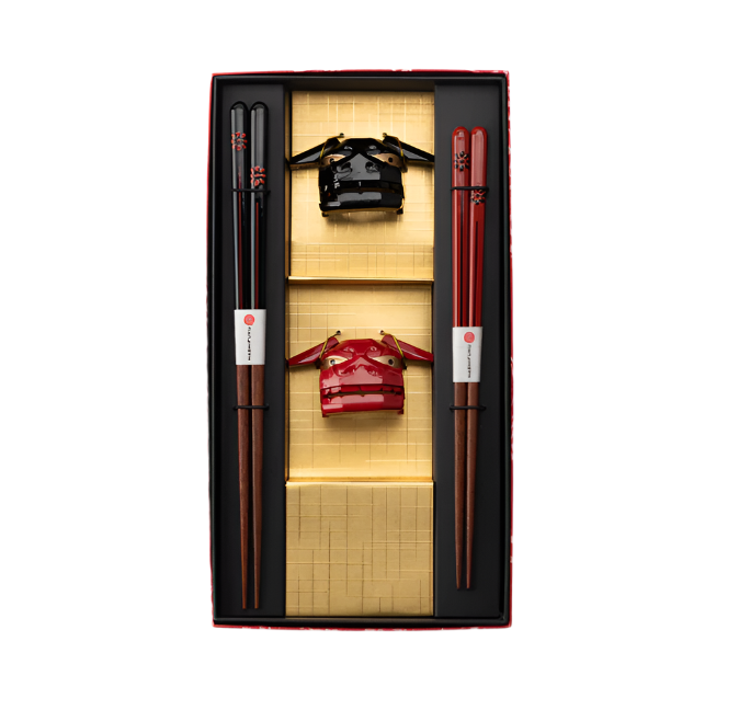 Set of 2 Pairs Shishimai Chopsticks & Chopsticks Rest