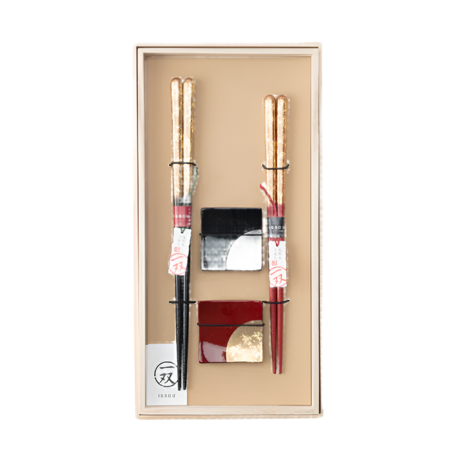 Set of 2 Pairs Issou Chopsticks & Chopsticks Rest