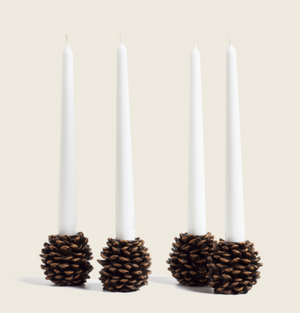 Set of 4 Pine Candle Holders