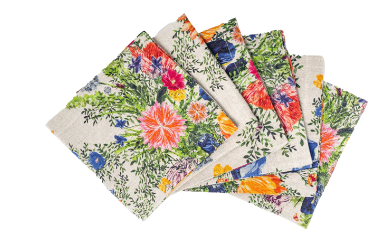 Set of 6 Organic Linen Iris Table Napkins
