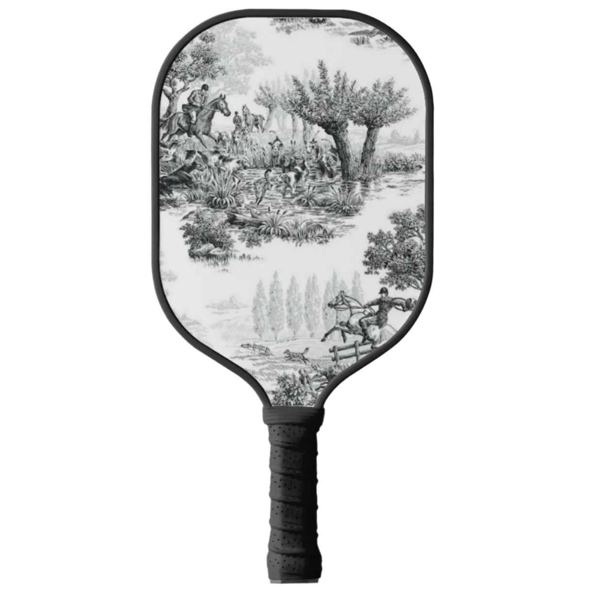 Toile de Jouy Inspired Pickleball Paddle Racket B&W