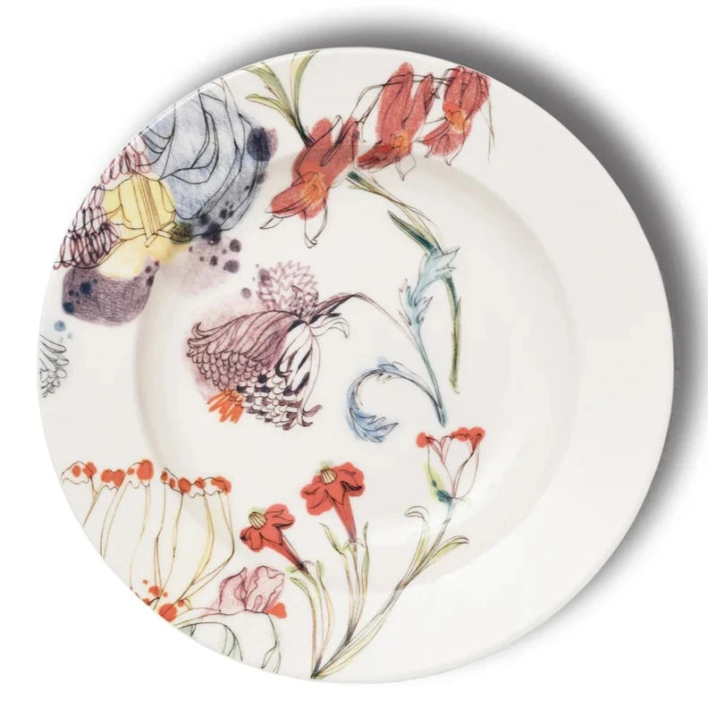 Set of 4 Grandma's Garden Pasta Plates