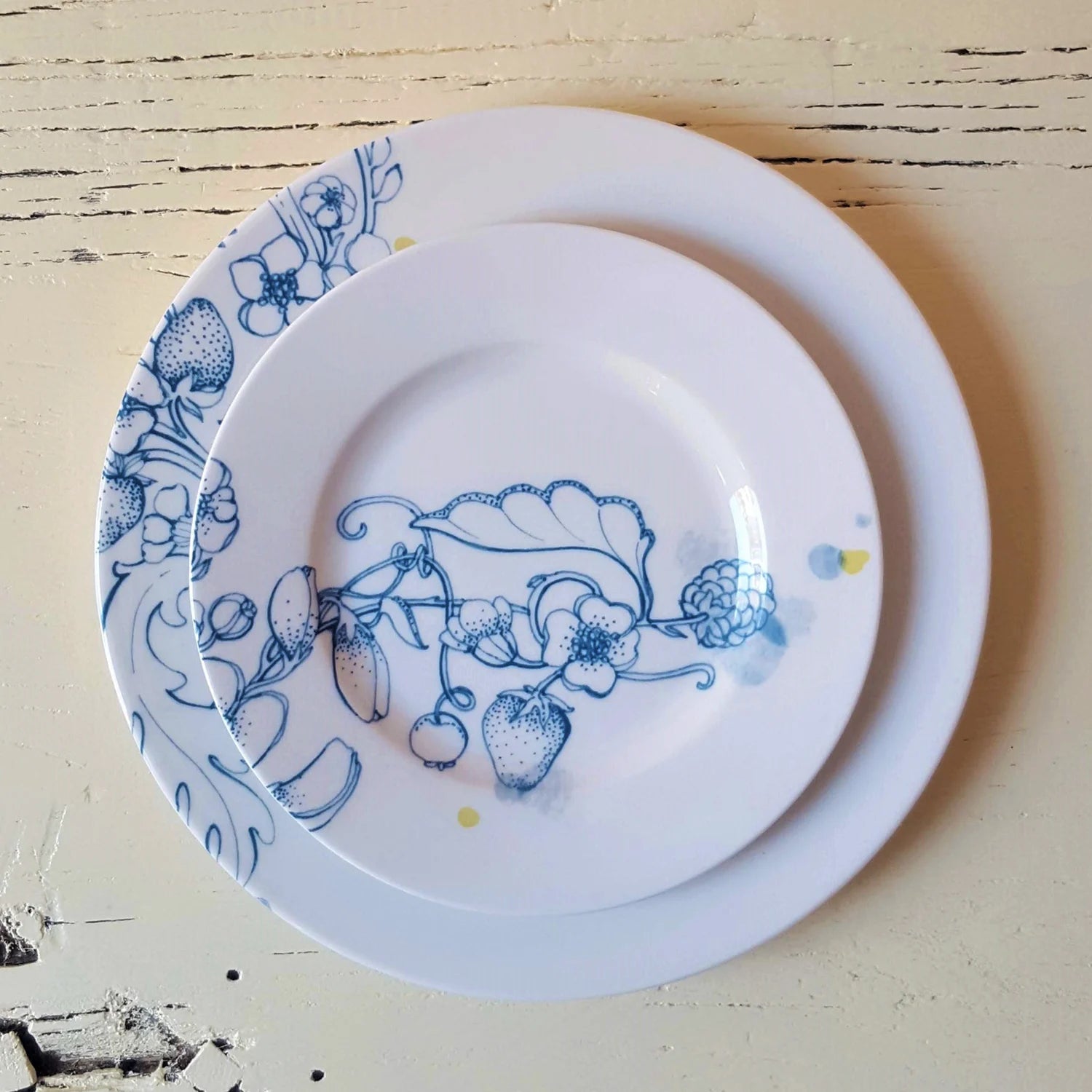 Set of 4 Marie Antoinette Blue Side Plates