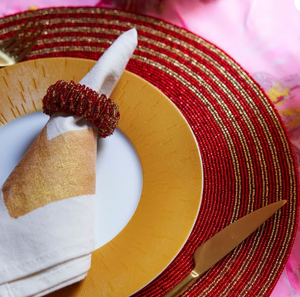 Set of 4 Pearl Red Napkin Rings