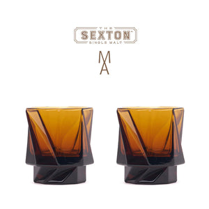 Set of 2 Handblown Sexton Amber Maxid Tumblers