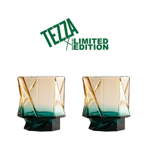 Set of 2 Handblown Tezza Amber Maxid Tumblers