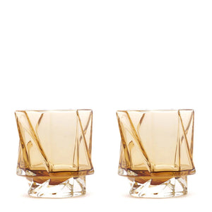 Set of 2 Handblown Tinted Gold Maxid Tumblers