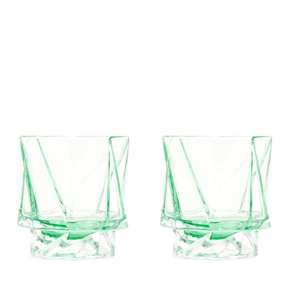 Set of 2 Handblown Tinted Green Maxid Tumblers