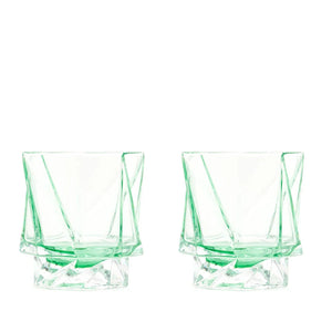 Set of 2 Handblown Tinted Green Maxid Tumblers