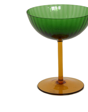 Set of 2 Murano Glass Salviati Green Coupe