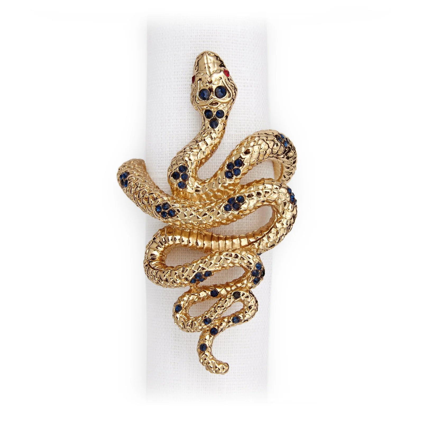 Set of 4 24K Gold & Swarovski Cobra Napkin Rings