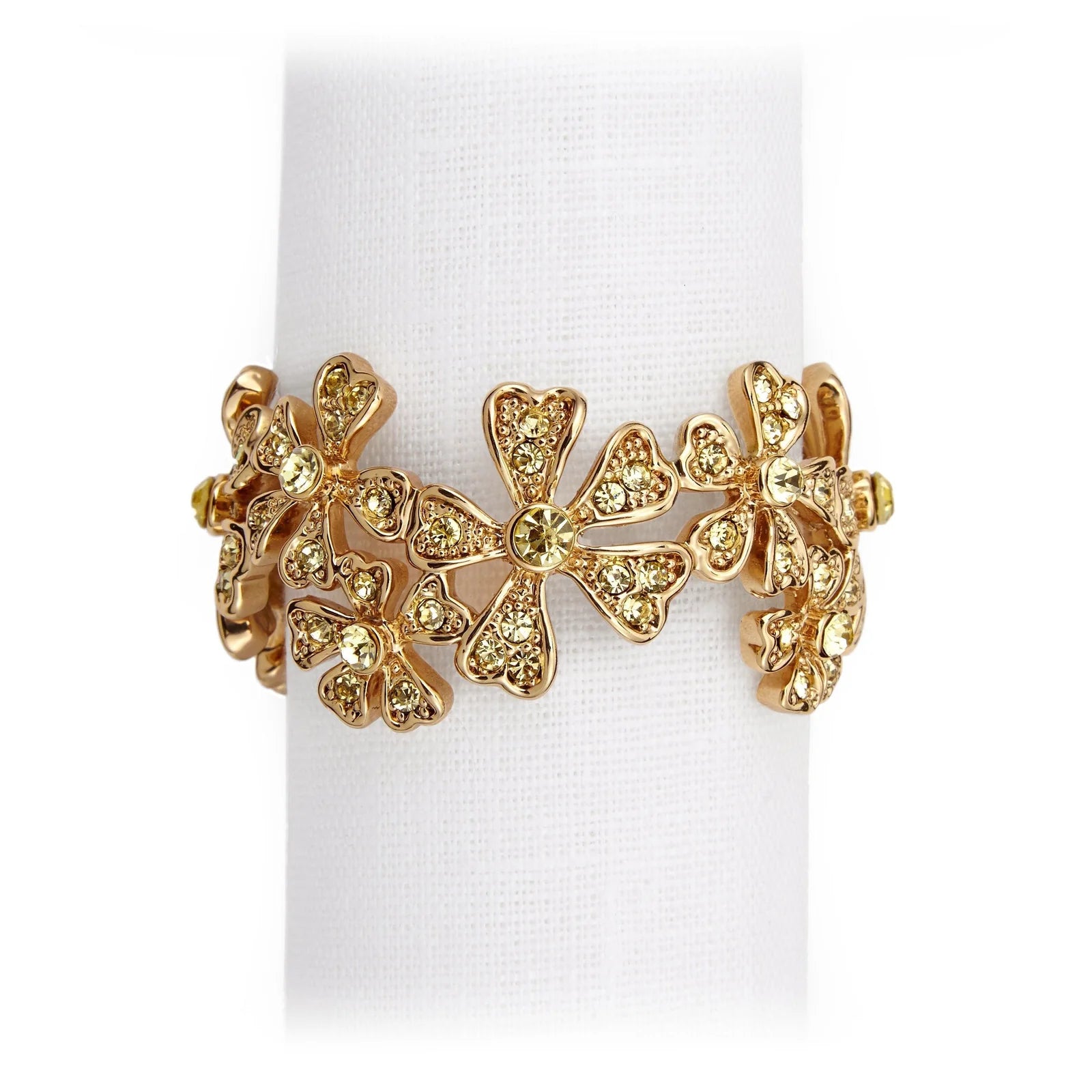 Set of 4 24K Gold & Swarovski Garland Napkin Rings