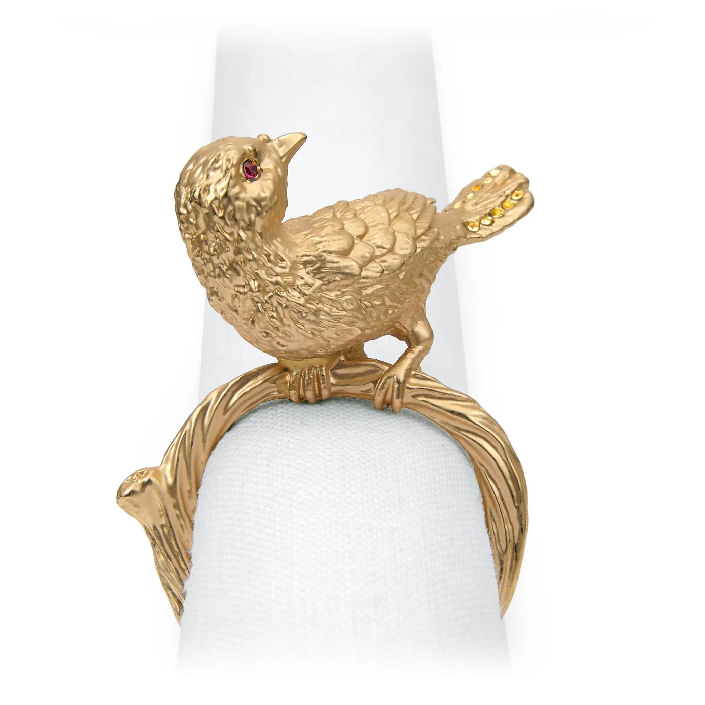 Set of 4 24K Gold & Swarovski Bird Napkin Rings