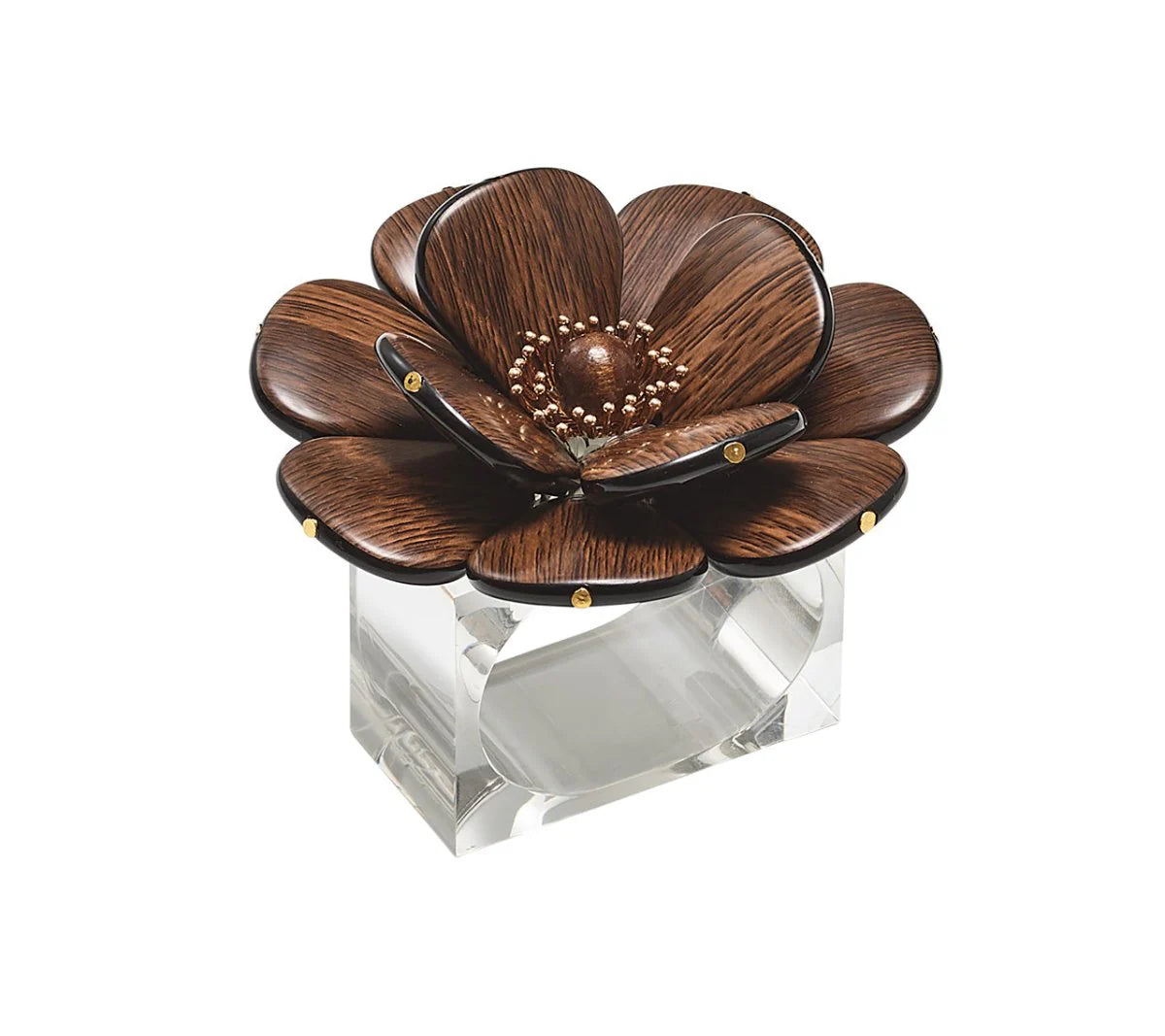 Set of 4 Brown & Gold Begonia Napkin Rings