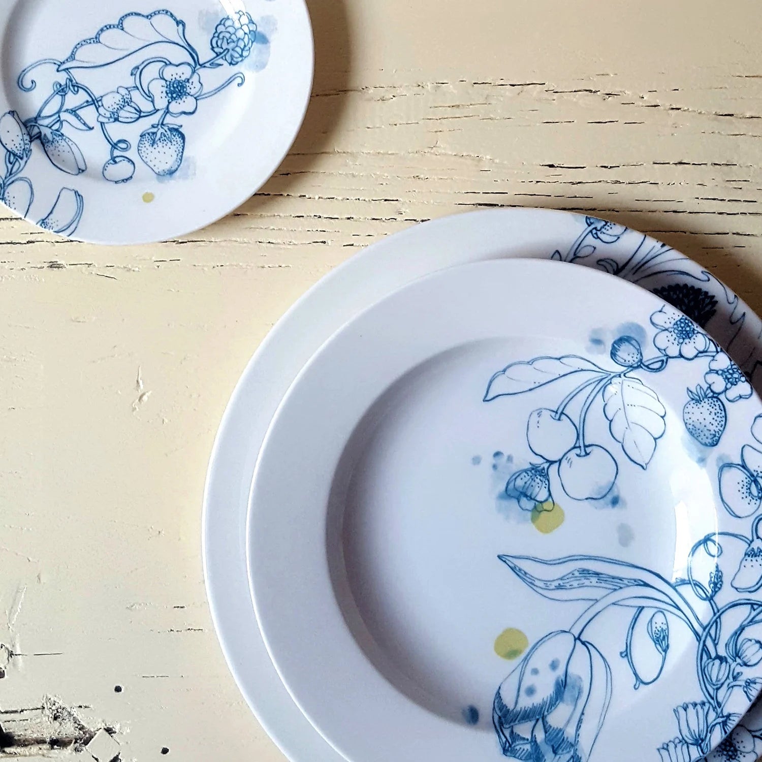 Set of 4 Marie Antoinette Blue Pasta Plates