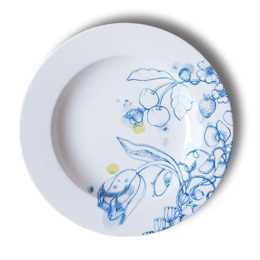 Set of 4 Marie Antoinette Blue Pasta Plates