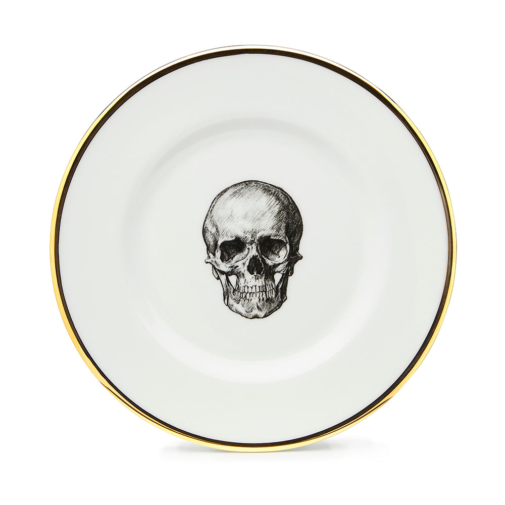 Set of 4 Skull 22k Gold Dinner Plates
