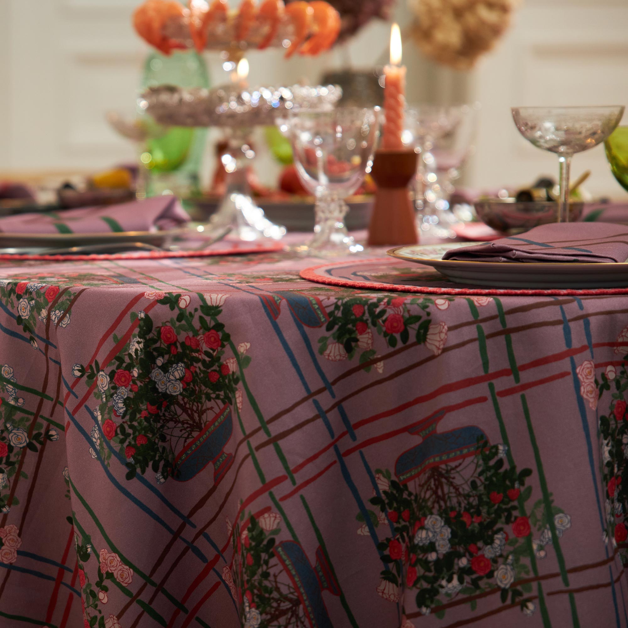 Organic Cotton Rose Tablecloth