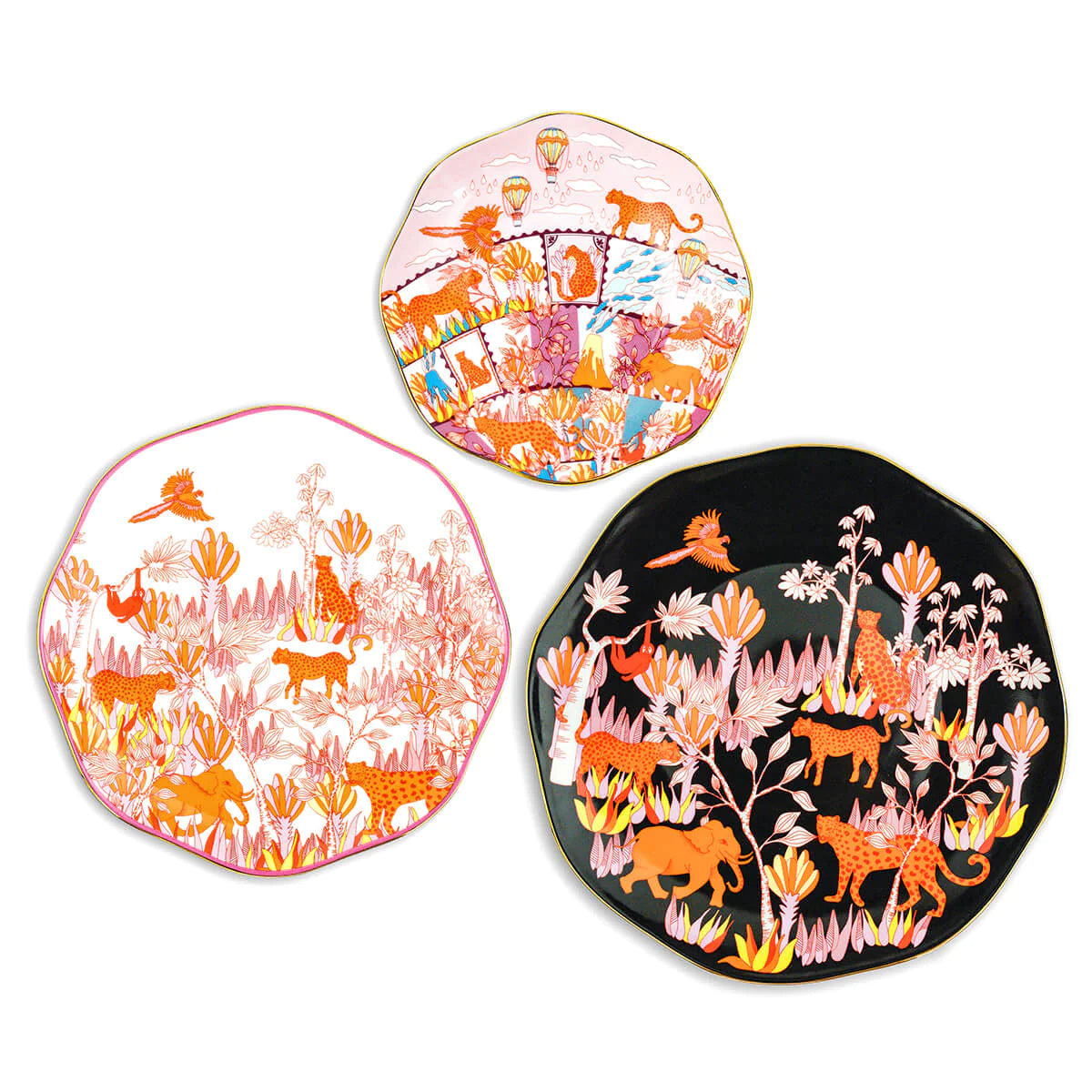 Set of 3 Travel Around Bone China Dinner Plates