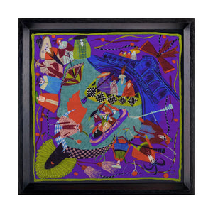 Venice Carnival Black Framed Silk Scarf