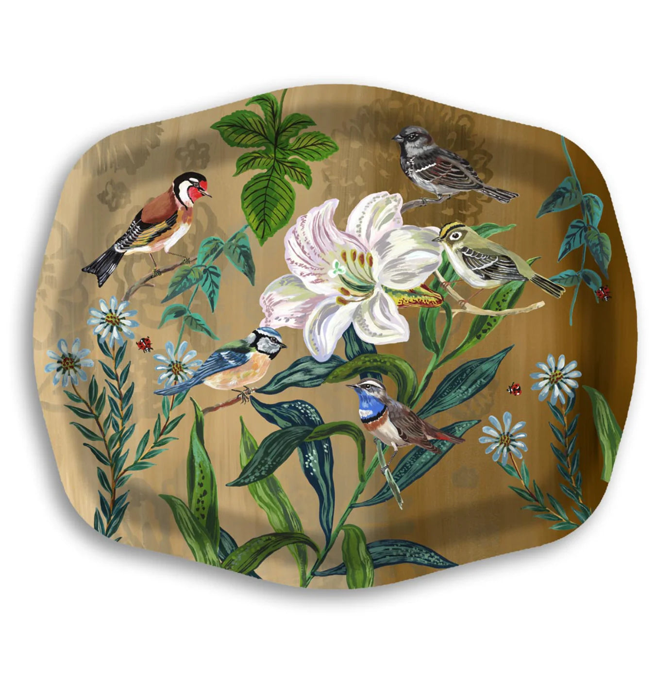 Swedish Birds Brown Birchwood Party Tray