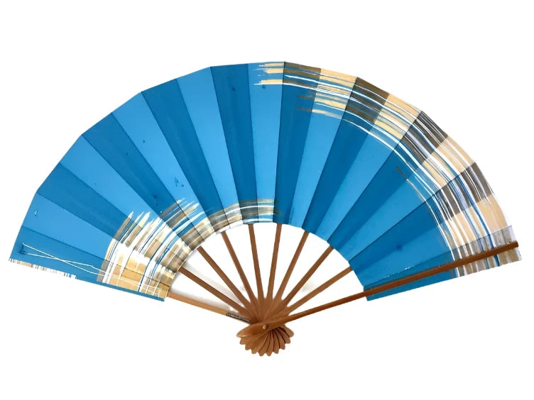 Japanese Traditional Dance Decor Blue Fan