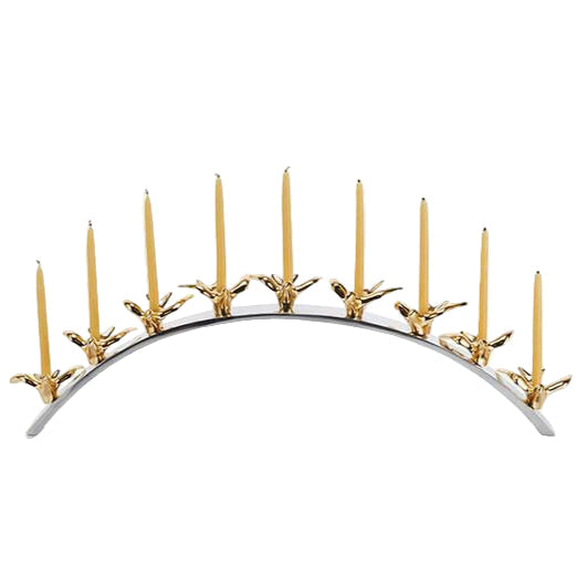Hanukkah Dove Menorah Gold Plate Silver