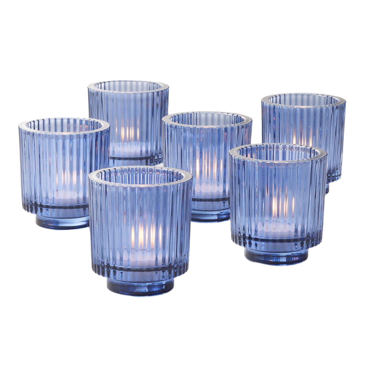 Set of 6 Aqua Candle Votivs