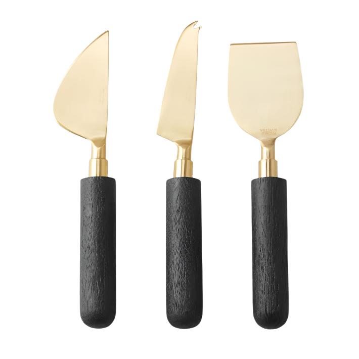 3 Piece Black Cheese Knives Set