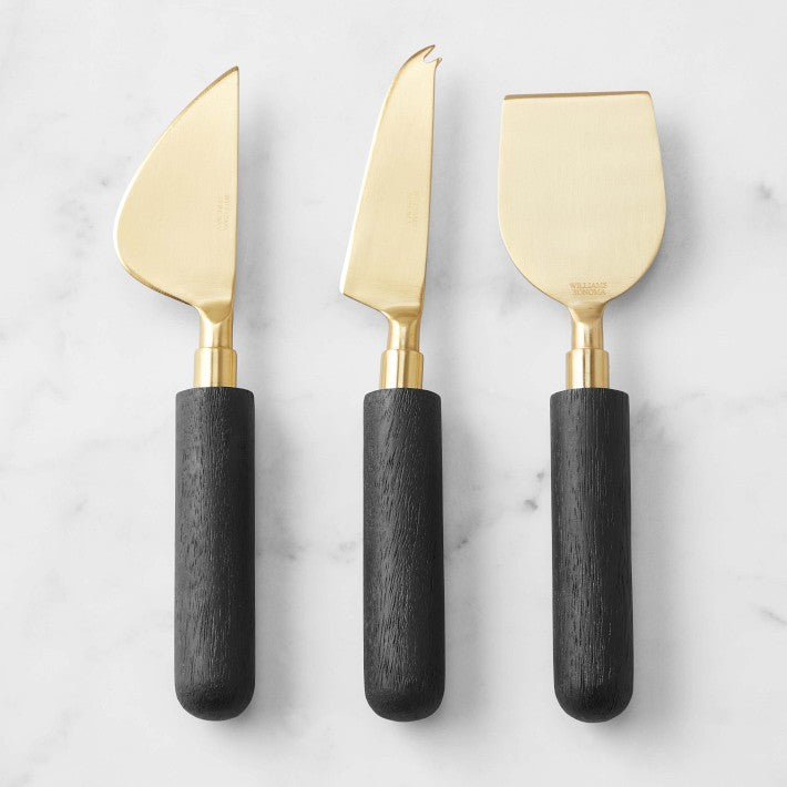 3 Piece Black Cheese Knives Set
