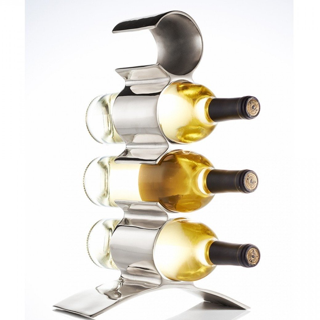 Silver Finish Munich Wine Bottle Holder Polished