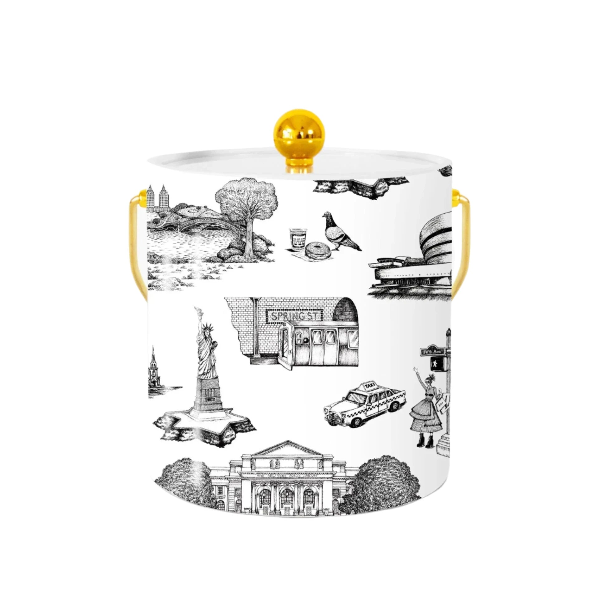 New York Toile Ice Bucket