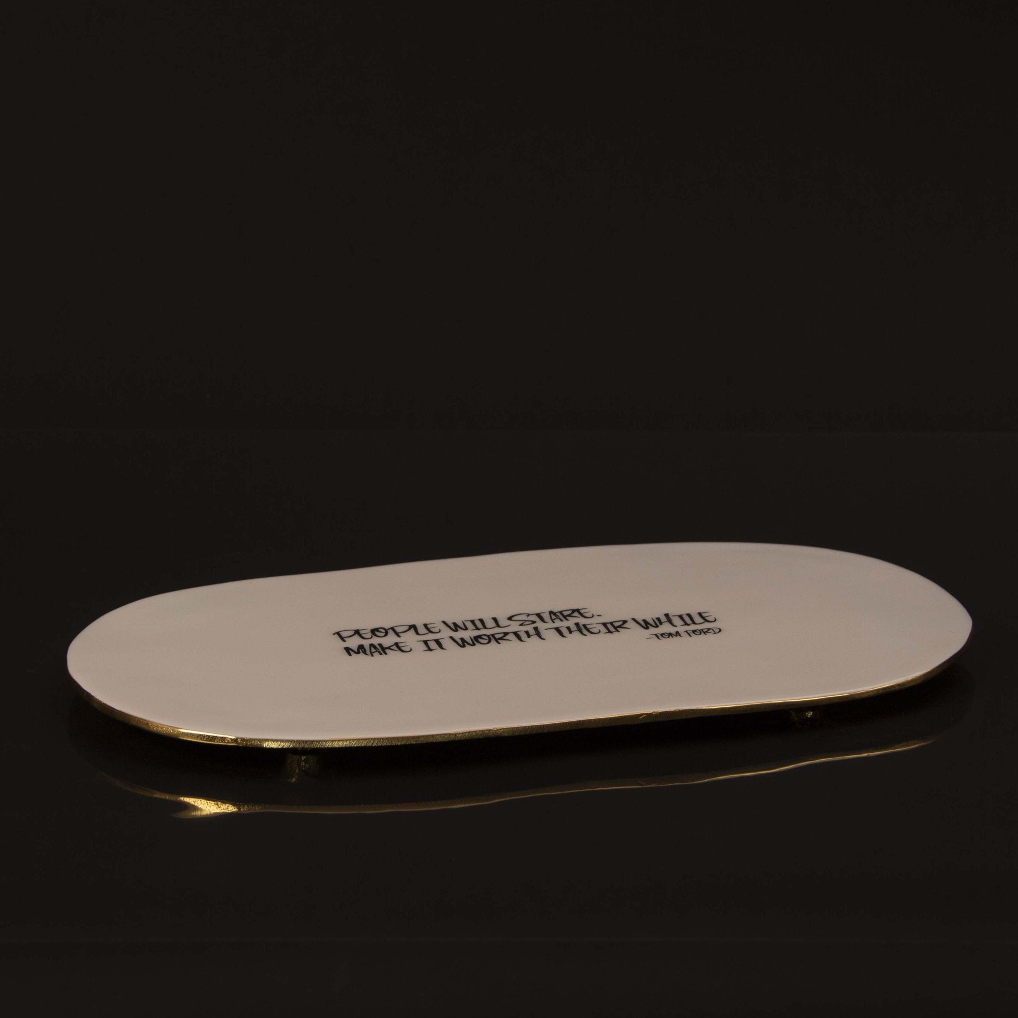 Gold Finish “People Will Stare. Make It Worth Their While” Tom Ford - Cheese Plate + Knife