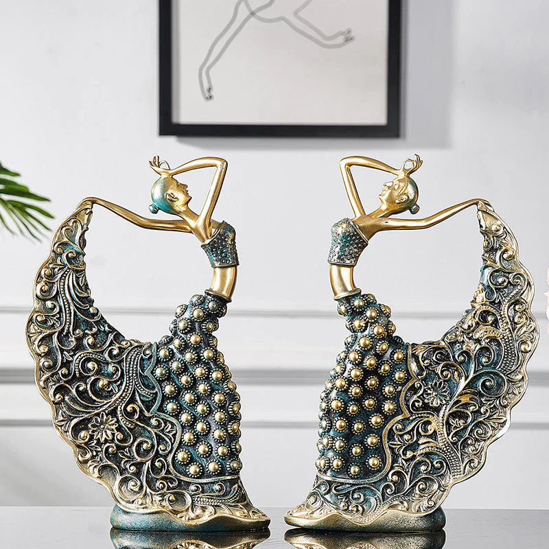 Set of 2 Peacock Dancing Figures