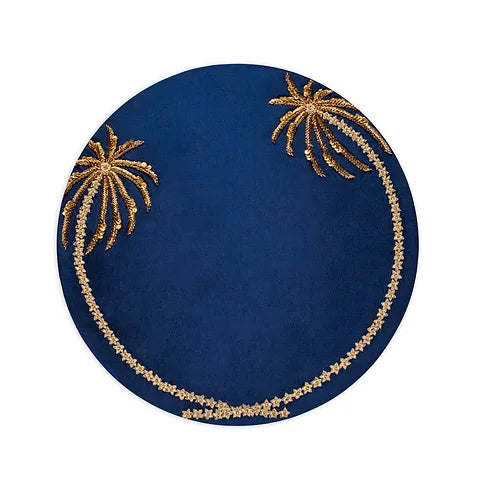 Set of 4 Palmier Navy Placemats